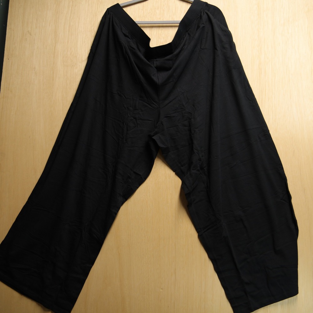 Denim & Co Beach Womens 3X Black Wide Leg Elastic Waist Pants Pockets Cover Up